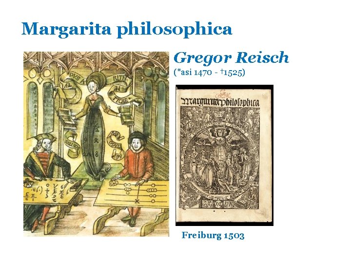 Margarita philosophica Gregor Reisch (*asi 1470 - † 1525) Freiburg 1503 