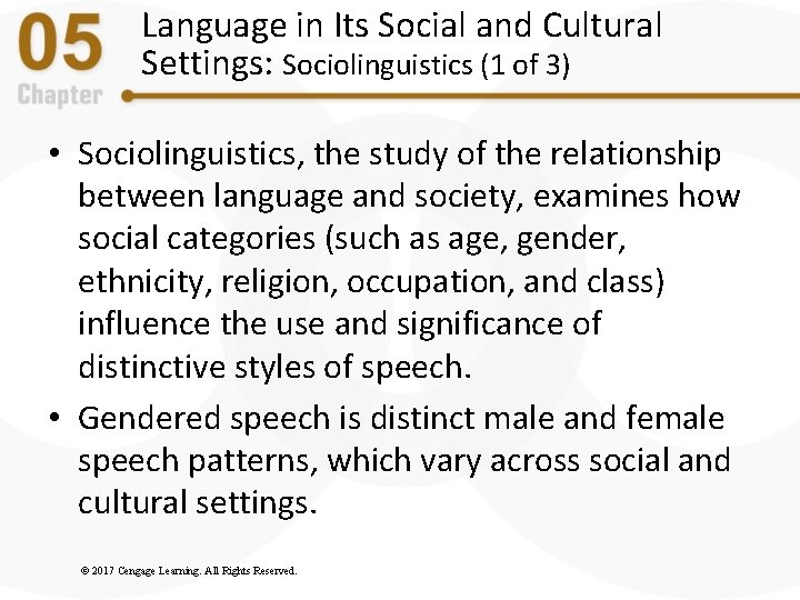Language in Its Social and Cultural Settings: Sociolinguistics (1 of 3) • Sociolinguistics, the Language in Its Social and Cultural Settings: Sociolinguistics (1 of 3) • Sociolinguistics, the