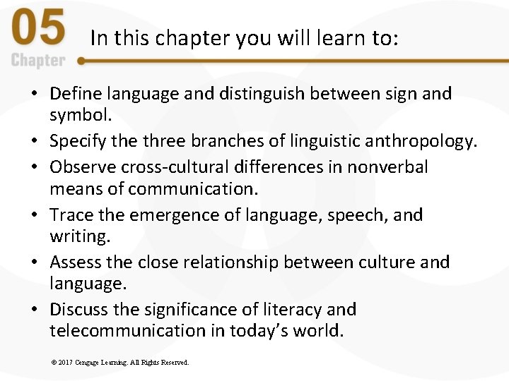 In this chapter you will learn to: • Define language and distinguish between sign In this chapter you will learn to: • Define language and distinguish between sign