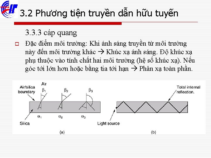 3. 2 Phương tiện truyền dẫn hữu tuyến 3. 3. 3 cáp quang o