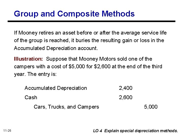 Group and Composite Methods If Mooney retires an asset before or after the average