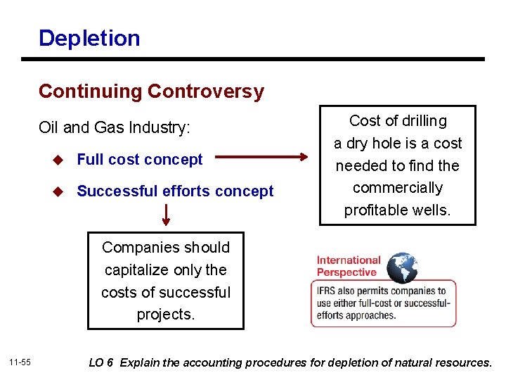 Depletion Continuing Controversy Oil and Gas Industry: u Full cost concept u Successful efforts