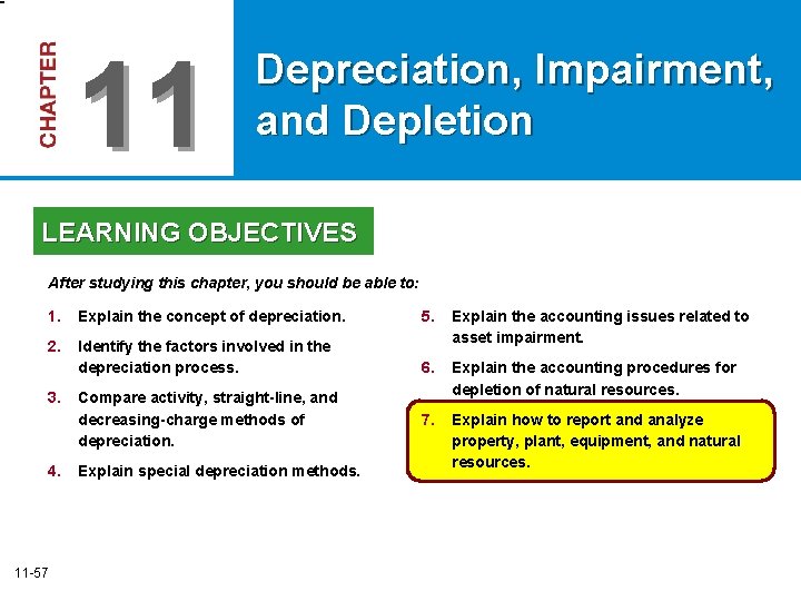 11 Depreciation, Impairment, and Depletion LEARNING OBJECTIVES After studying this chapter, you should be