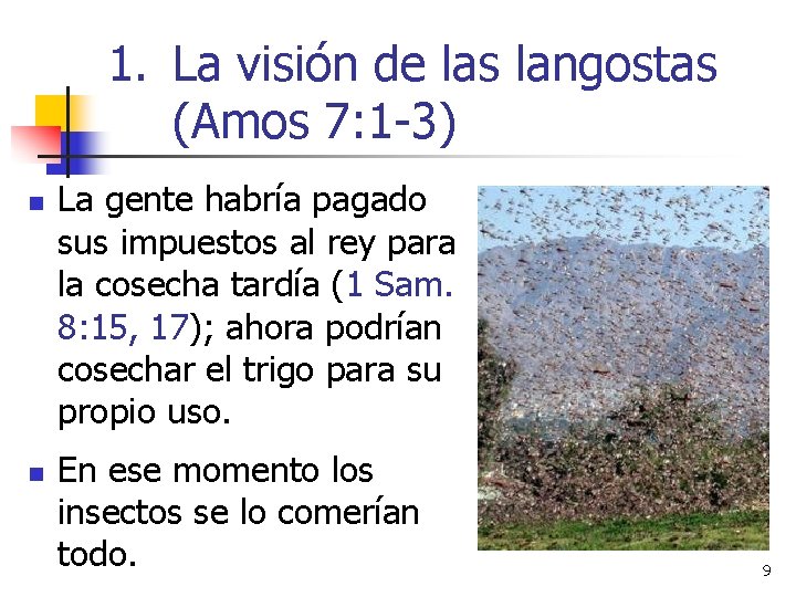 1. La visión de las langostas (Amos 7: 1 -3) n n La gente 1. La visión de las langostas (Amos 7: 1 -3) n n La gente