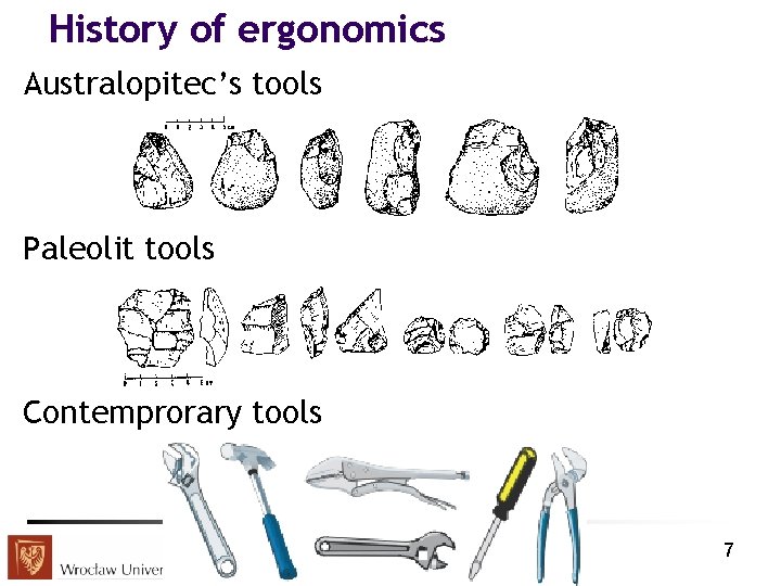 History of ergonomics Australopitec’s tools Paleolit tools Contemprorary tools 7 
