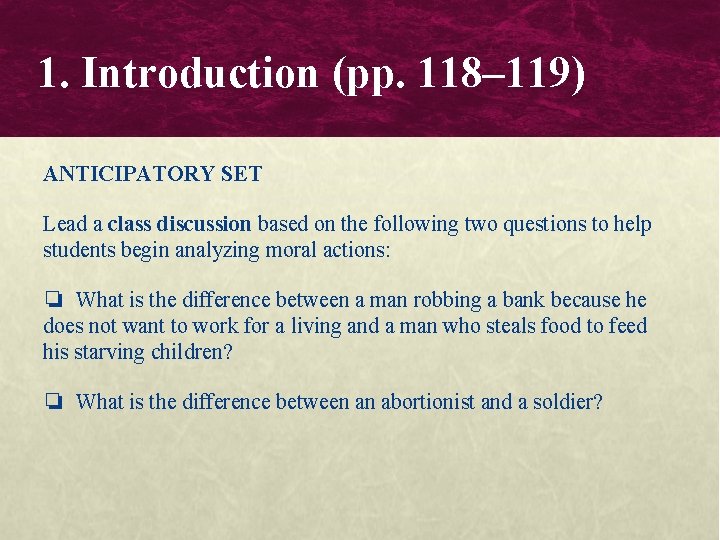 1. Introduction (pp. 118– 119) ANTICIPATORY SET Lead a class discussion based on the 1. Introduction (pp. 118– 119) ANTICIPATORY SET Lead a class discussion based on the