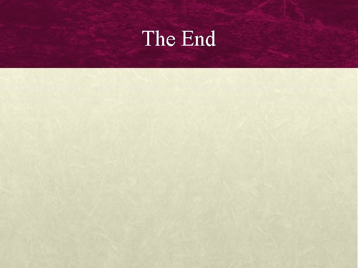 The End The End