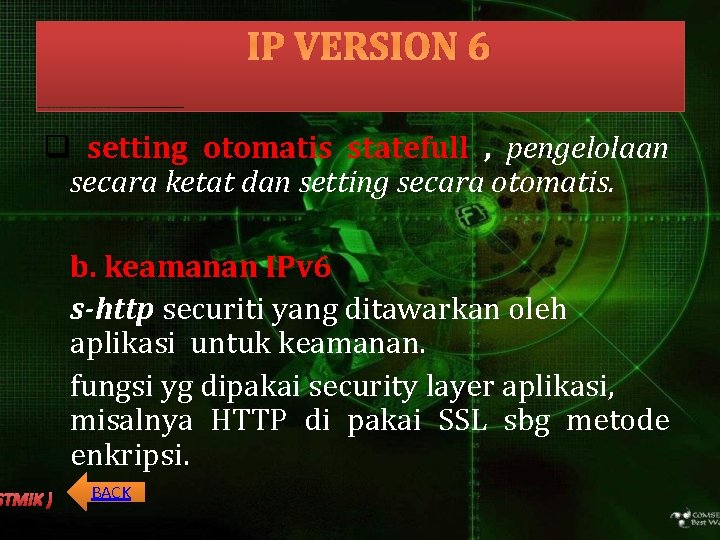 IP VERSION 6 q setting otomatis statefull , pengelolaan secara ketat dan setting secara