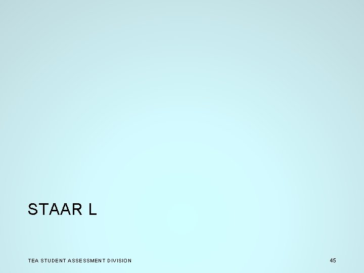 STAAR L TEA STUDENT ASSESSMENT DIVISION 45 