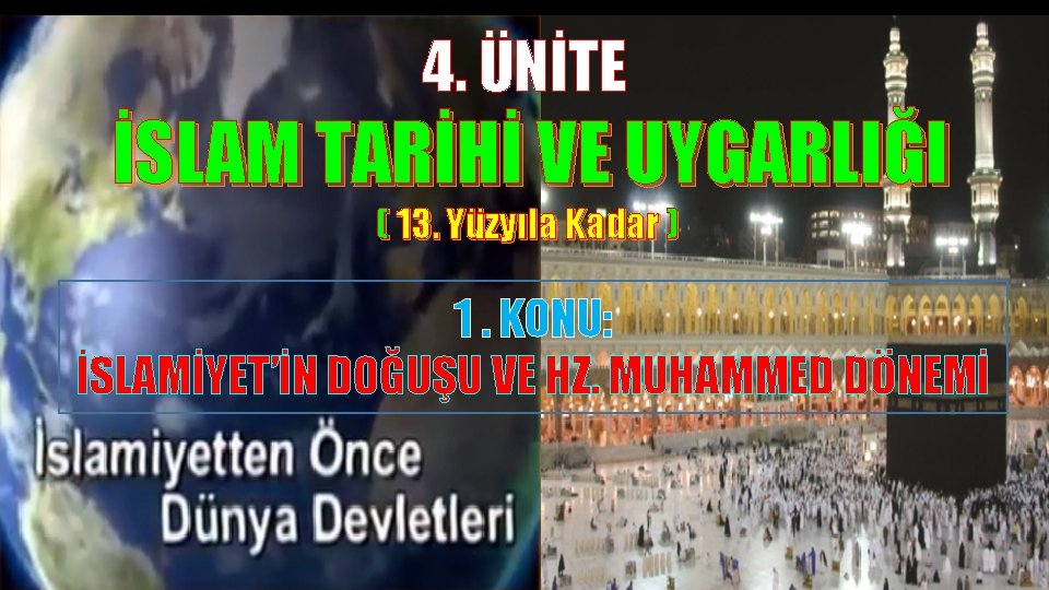 4. ÜNİTE İSLAM TARİHİ VE UYGARLIĞI ( 13. Yüzyıla Kadar ) 1. KONU: İSLAMİYET’İN