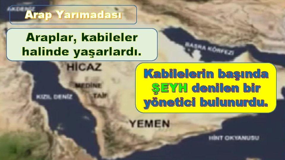 Arap Yarımadası Araplar, kabileler halinde yaşarlardı. Kabilelerin başında ŞEYH denilen bir yönetici bulunurdu. 