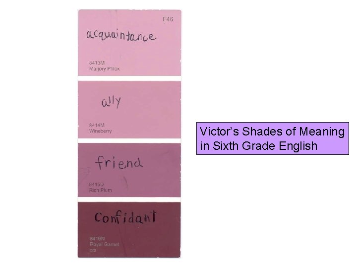 Victor’s Shades of Meaning in Sixth Grade English 