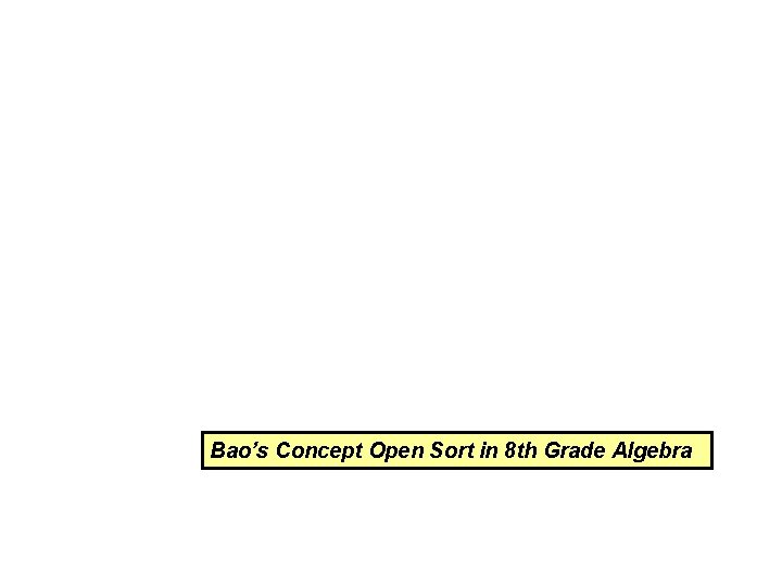 Bao’s Concept Open Sort in 8 th Grade Algebra 
