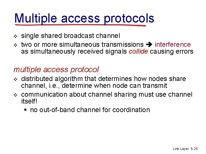 Multiple access protocols v v single shared broadcast channel two or more simultaneous transmissions
