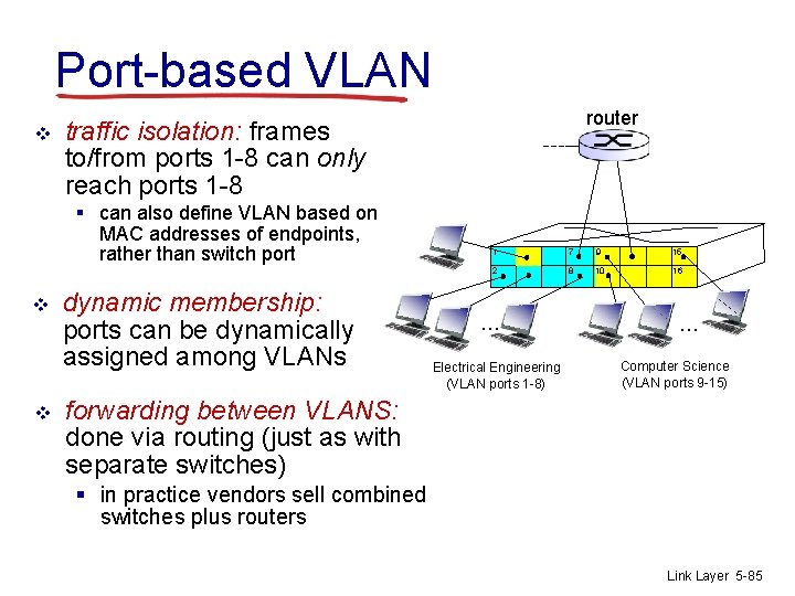 Port-based VLAN v § can also define VLAN based on MAC addresses of endpoints,