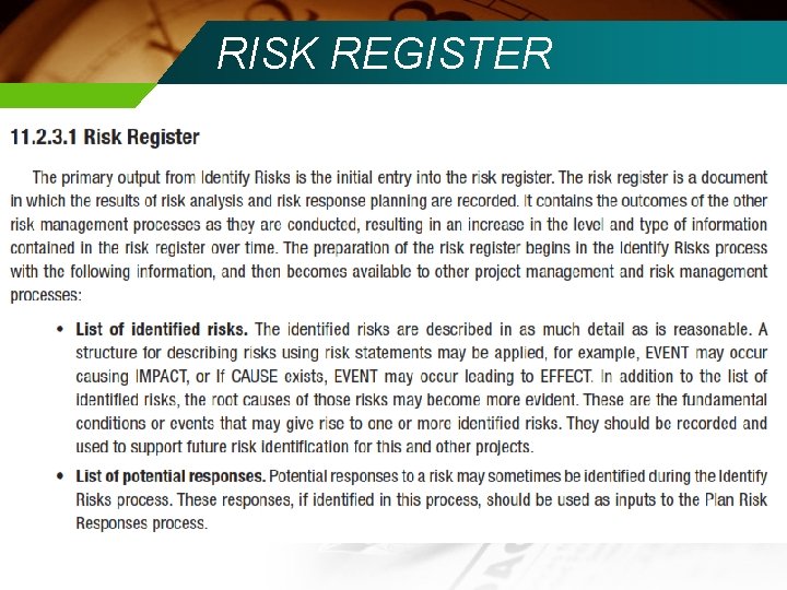 RISK REGISTER 