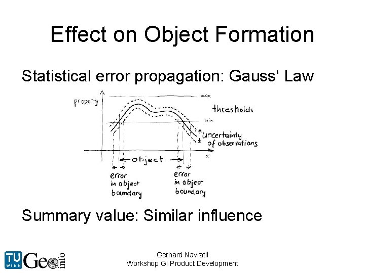 Effect on Object Formation Statistical error propagation: Gauss‘ Law Summary value: Similar influence Gerhard