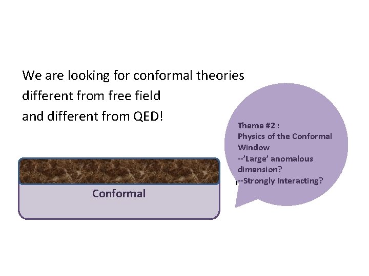 We are looking for conformal theories different from free field and different from QED!