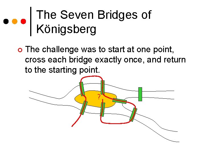 The Seven Bridges of Königsberg ¢ The challenge was to start at one point,