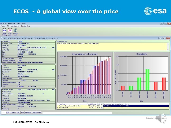 ECOS - A global view over the price Carla Signorini | ESTEC | 15/09/2011