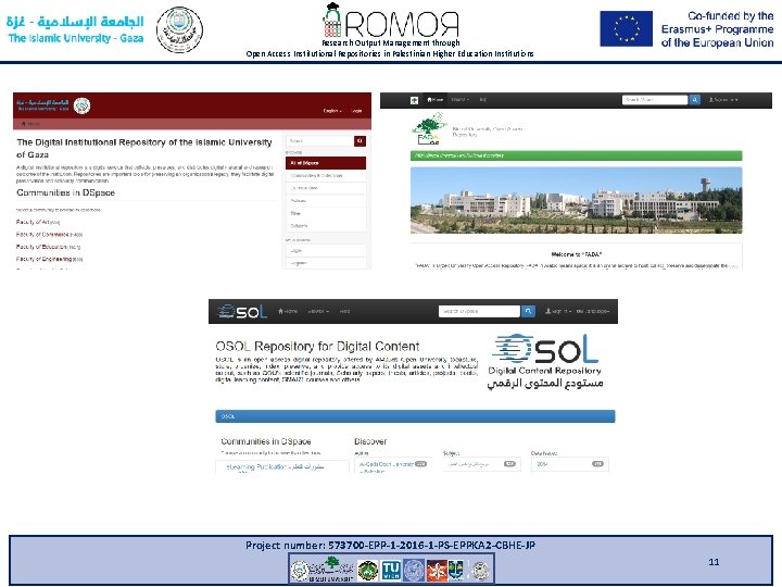 Research Output Management through Open Access Institutional Repositories in Palestinian Higher Education Institutions Project