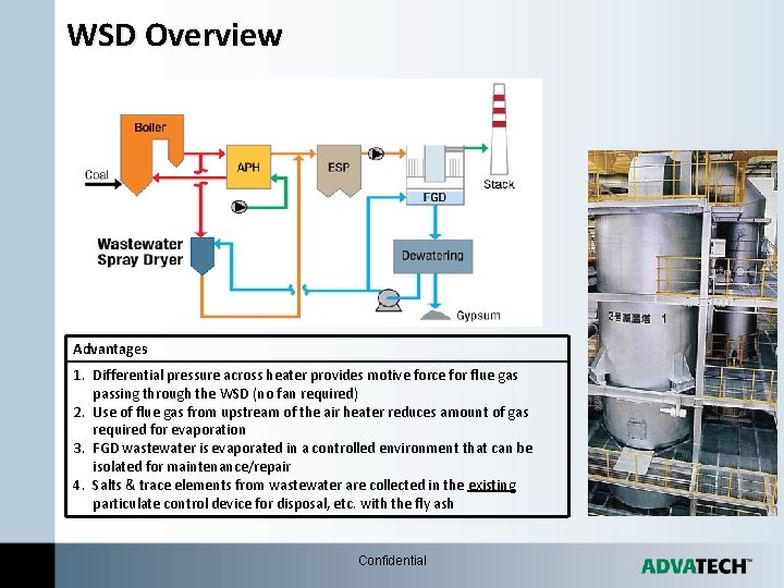 WSD Overview Advantages 1. Differential pressure across heater provides motive force for flue gas WSD Overview Advantages 1. Differential pressure across heater provides motive force for flue gas
