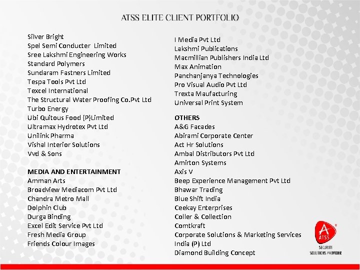 Silver Bright Spel Semi Conducter Limited Sree Lakshmi Engineering Works Standard Polymers Sundaram Fastners