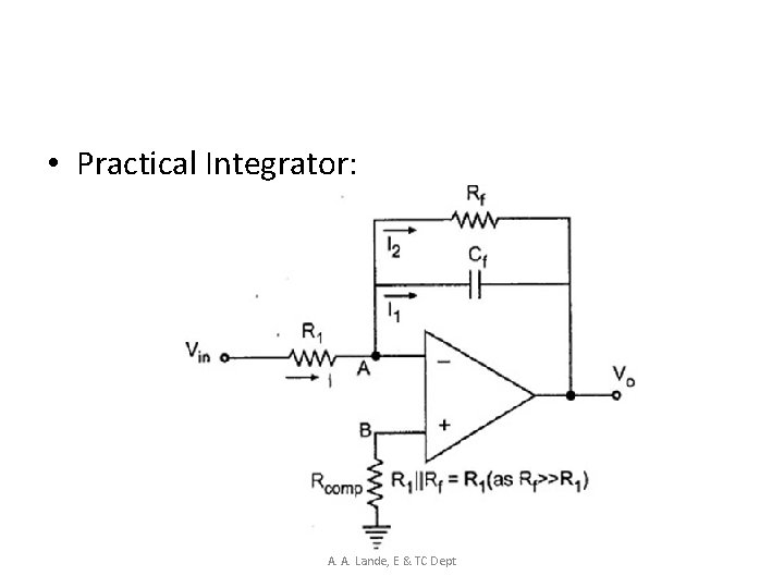  • Practical Integrator: A. A. Lande, E & TC Dept 
