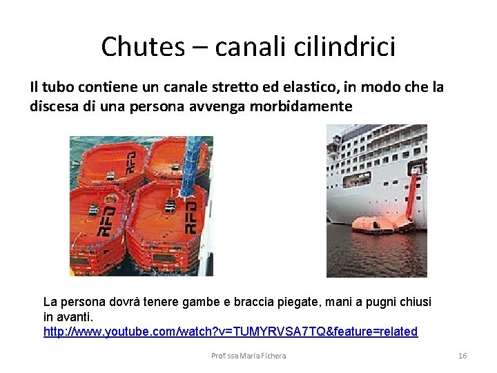 Chutes – canali cilindrici Il tubo contiene un canale stretto ed elastico, in modo