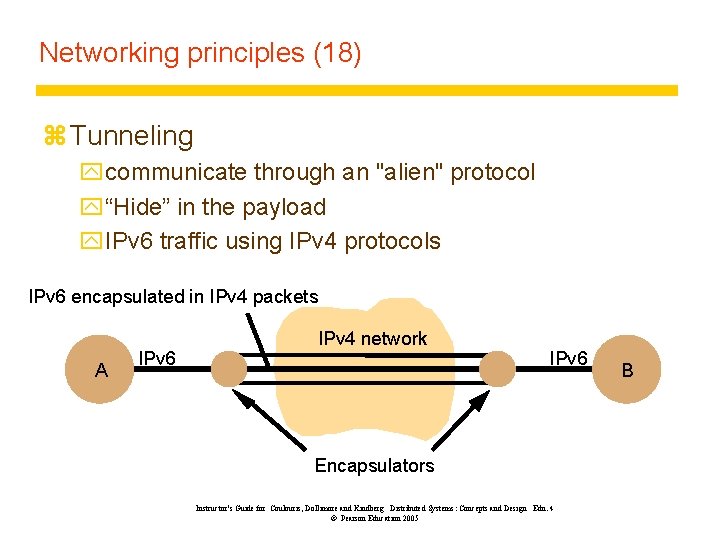 Networking principles (18) z Tunneling ycommunicate through an "alien" protocol y“Hide” in the payload