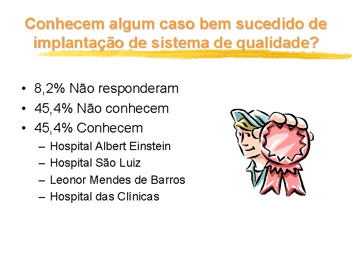 Conhecem algum caso bem sucedido de implantação de sistema de qualidade? • 8, 2%