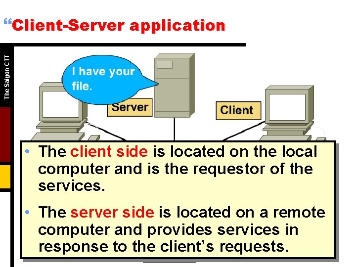 The Saigon CTT }Client-Server application • The client side is located on the local The Saigon CTT }Client-Server application • The client side is located on the local