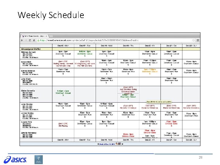 Weekly Schedule 28 