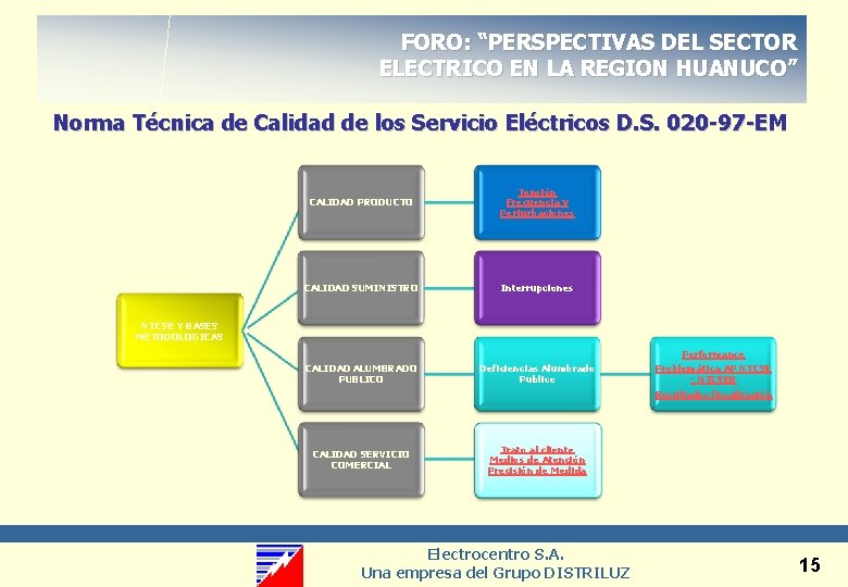 FORO: “PERSPECTIVAS DEL SECTOR ELECTRICO EN LA REGION HUANUCO” Norma Técnica de Calidad de