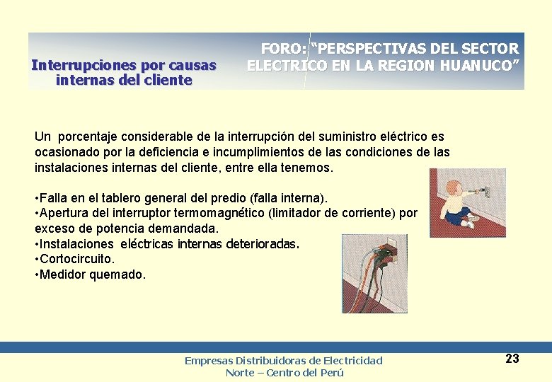 Interrupciones por causas internas del cliente FORO: “PERSPECTIVAS DEL SECTOR ELECTRICO EN LA REGION