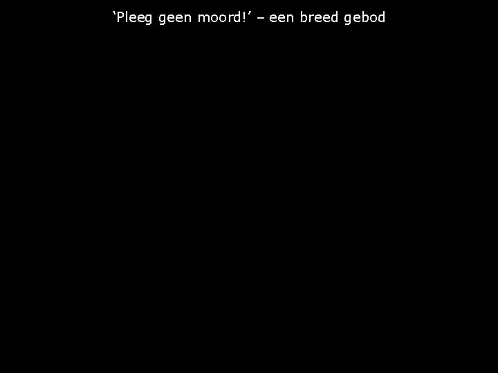 ‘Pleeg geen moord!’ – een breed gebod 