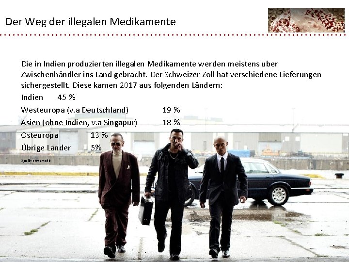 Der Weg der illegalen Medikamente Die in Indien produzierten illegalen Medikamente werden meistens über