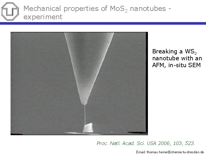 Mechanical properties of Mo. S 2 nanotubes experiment Breaking a WS 2 nanotube with