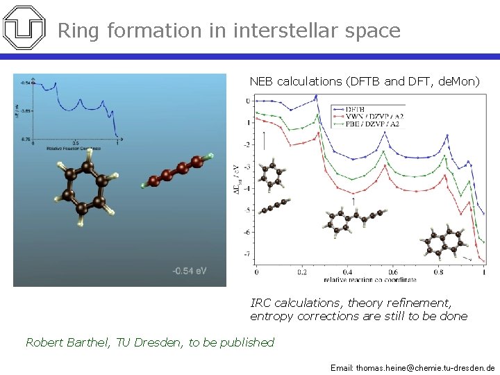 Ring formation in interstellar space NEB calculations (DFTB and DFT, de. Mon) IRC calculations,