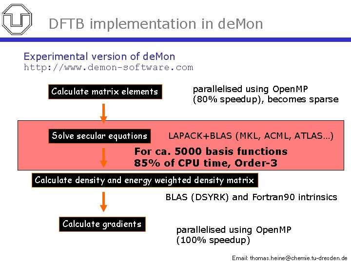 DFTB implementation in de. Mon Experimental version of de. Mon http: //www. demon-software. com