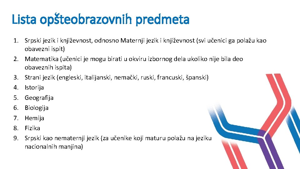 Lista opšteobrazovnih predmeta 1. Srpski jezik i književnost, odnosno Maternji jezik i književnost (svi Lista opšteobrazovnih predmeta 1. Srpski jezik i književnost, odnosno Maternji jezik i književnost (svi