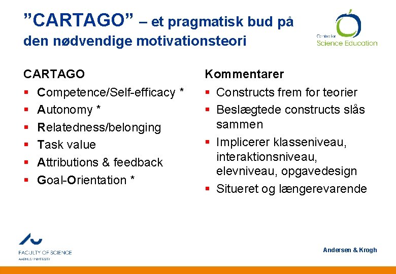 ”CARTAGO” – et pragmatisk bud på den nødvendige motivationsteori CARTAGO Kommentarer § § §