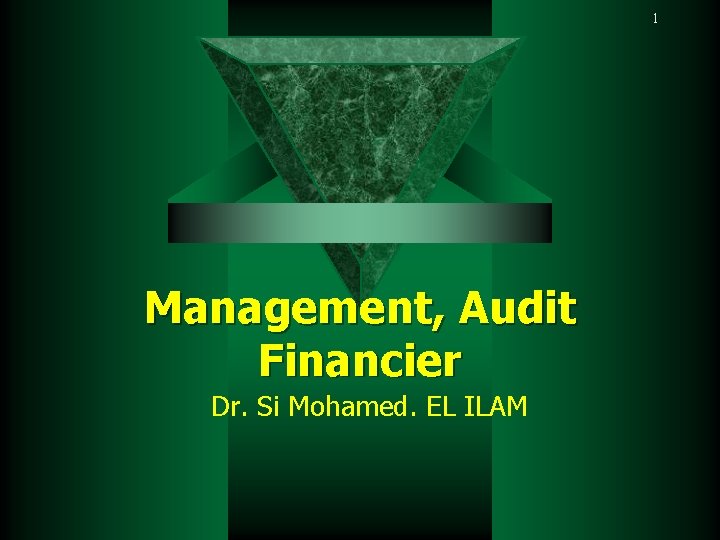 1 Management, Audit Financier Dr. Si Mohamed. EL ILAM 