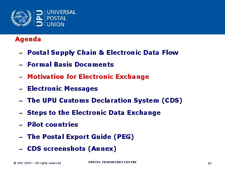 Agenda – Postal Supply Chain & Electronic Data Flow – Formal Basis Documents – Agenda – Postal Supply Chain & Electronic Data Flow – Formal Basis Documents –