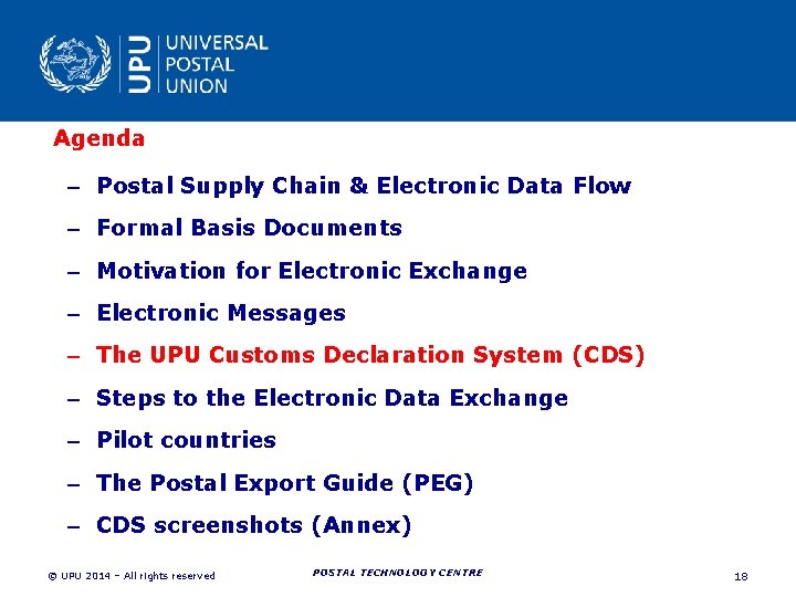 Agenda – Postal Supply Chain & Electronic Data Flow – Formal Basis Documents – Agenda – Postal Supply Chain & Electronic Data Flow – Formal Basis Documents –