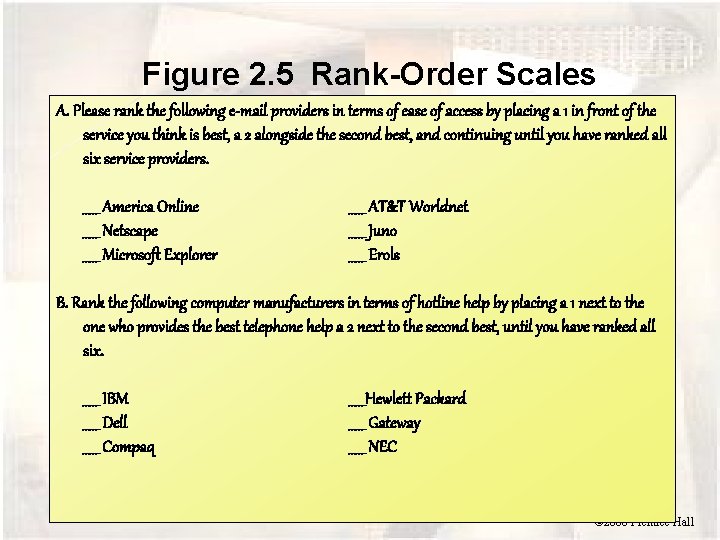 Figure 2. 5 Rank-Order Scales A. Please rank the following e-mail providers in terms