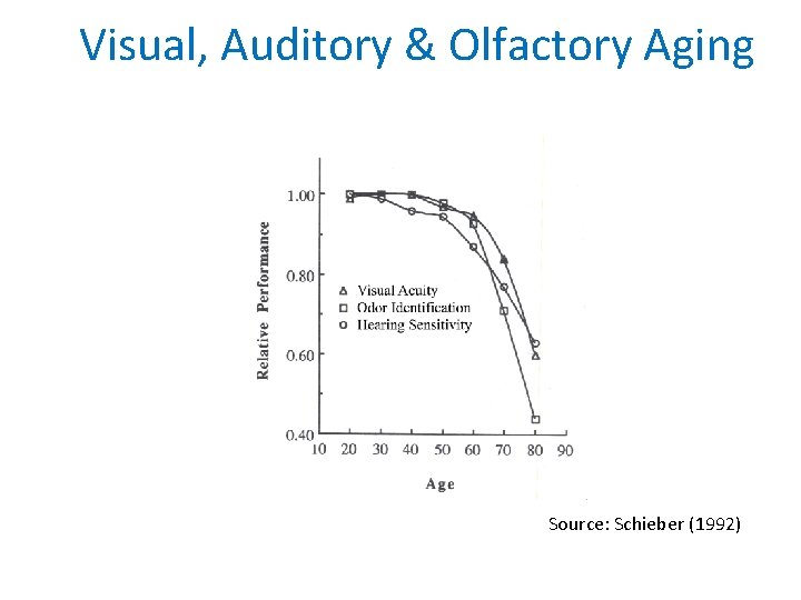 Visual, Auditory & Olfactory Aging Source: Schieber (1992) 