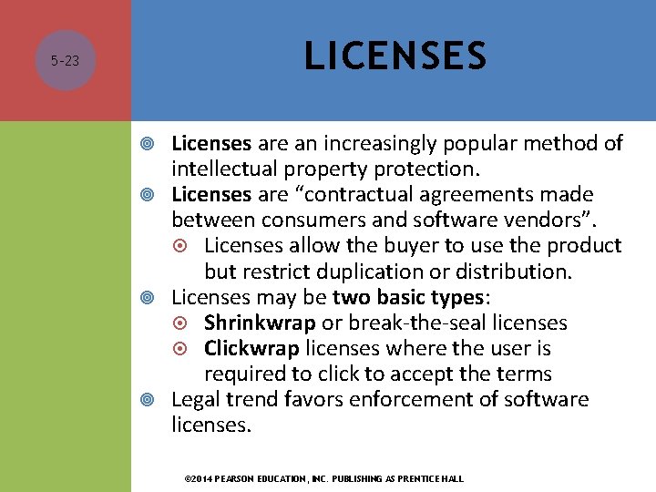 LICENSES 5 -23 Licenses are an increasingly popular method of intellectual property protection. Licenses LICENSES 5 -23 Licenses are an increasingly popular method of intellectual property protection. Licenses