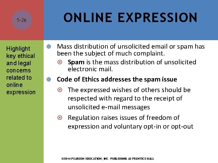 ONLINE EXPRESSION 5 -26 Highlight key ethical and legal concerns related to online expression ONLINE EXPRESSION 5 -26 Highlight key ethical and legal concerns related to online expression