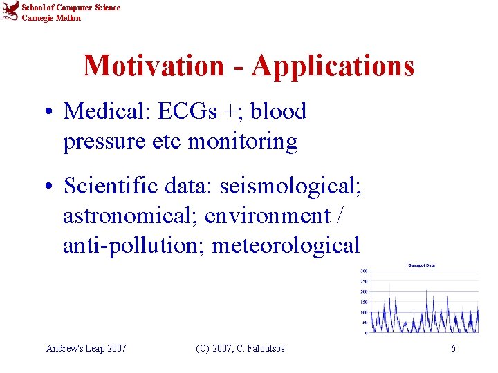 School of Computer Science Carnegie Mellon Motivation - Applications • Medical: ECGs +; blood